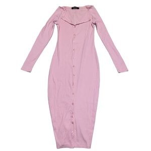 Baby Pink Long Sleeve Ribbed Dress Sz Small